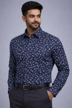 XXL Size| Men Printed Shirt Full Sleve| Blue