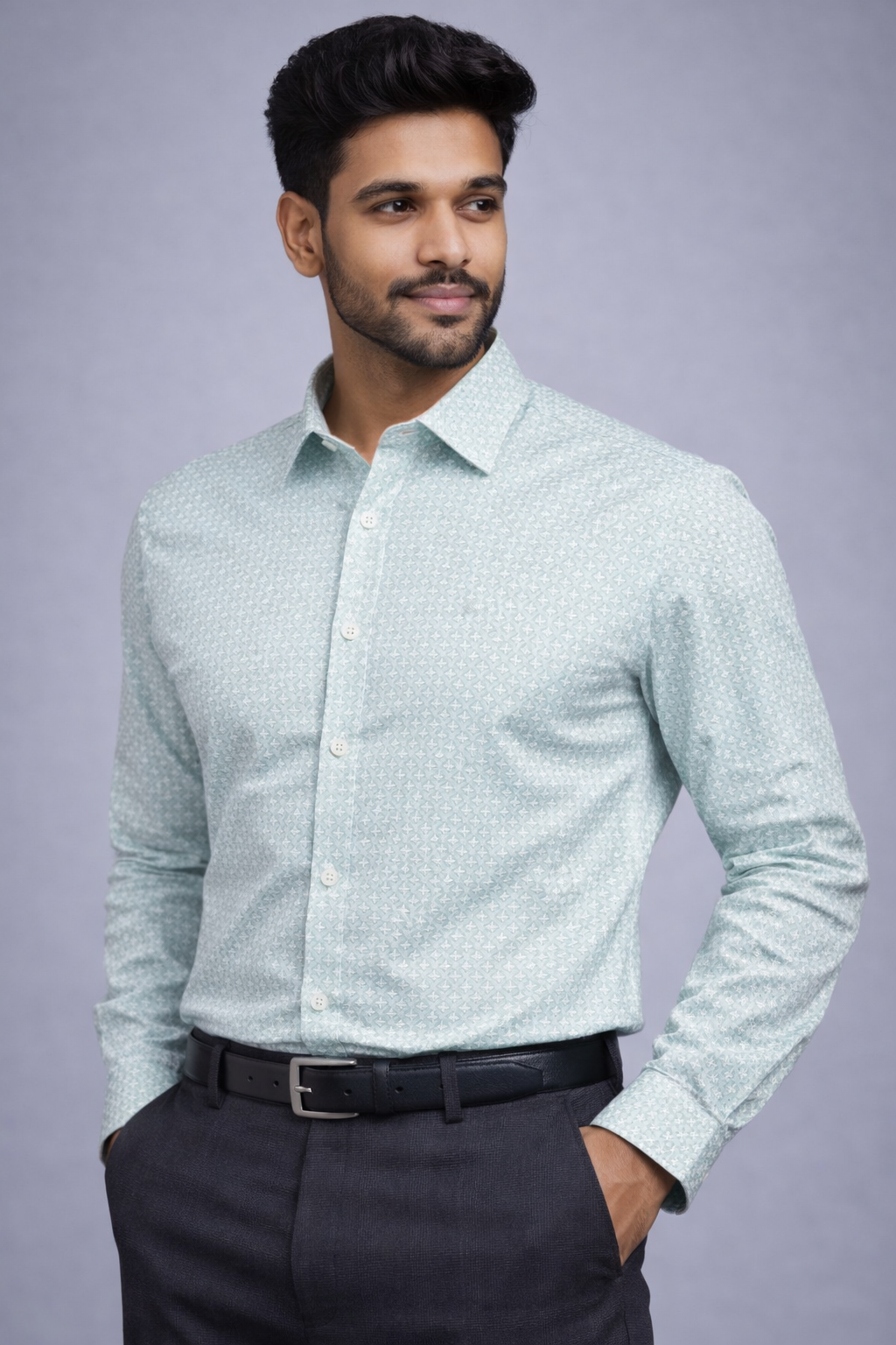 XXL Size| Men Printed Shirt Full | Green