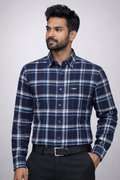 L Size| Men Check Shirt Full Sleve| Blue