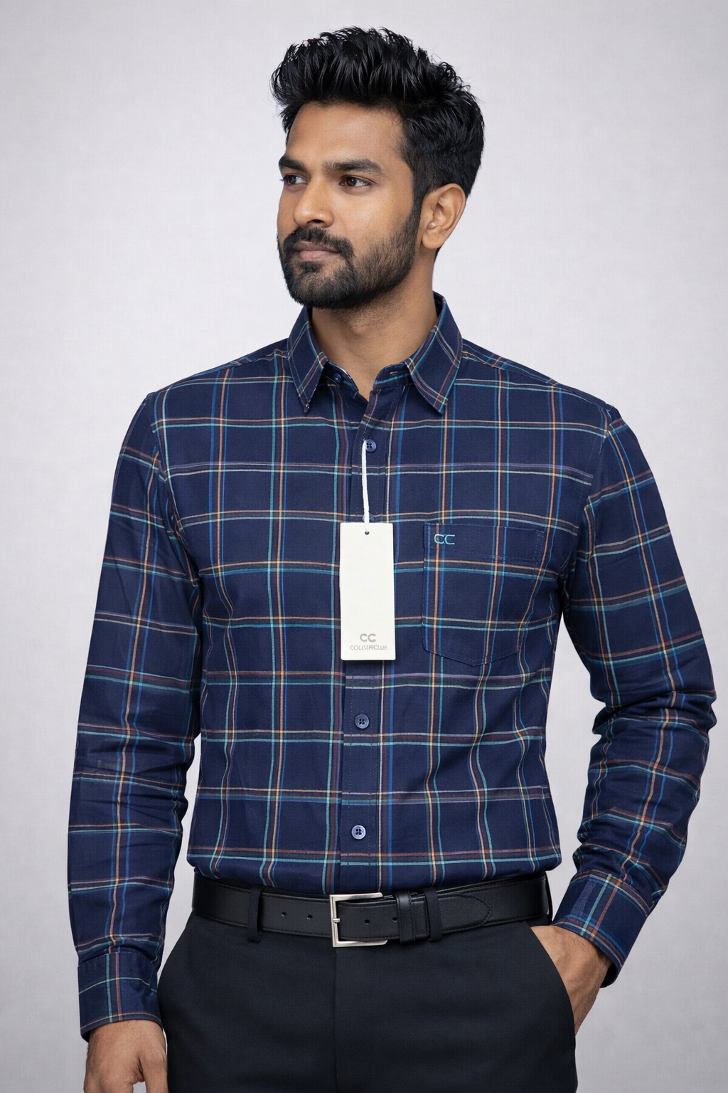 L Size| Men Check Shirt Full Sleve| Blue