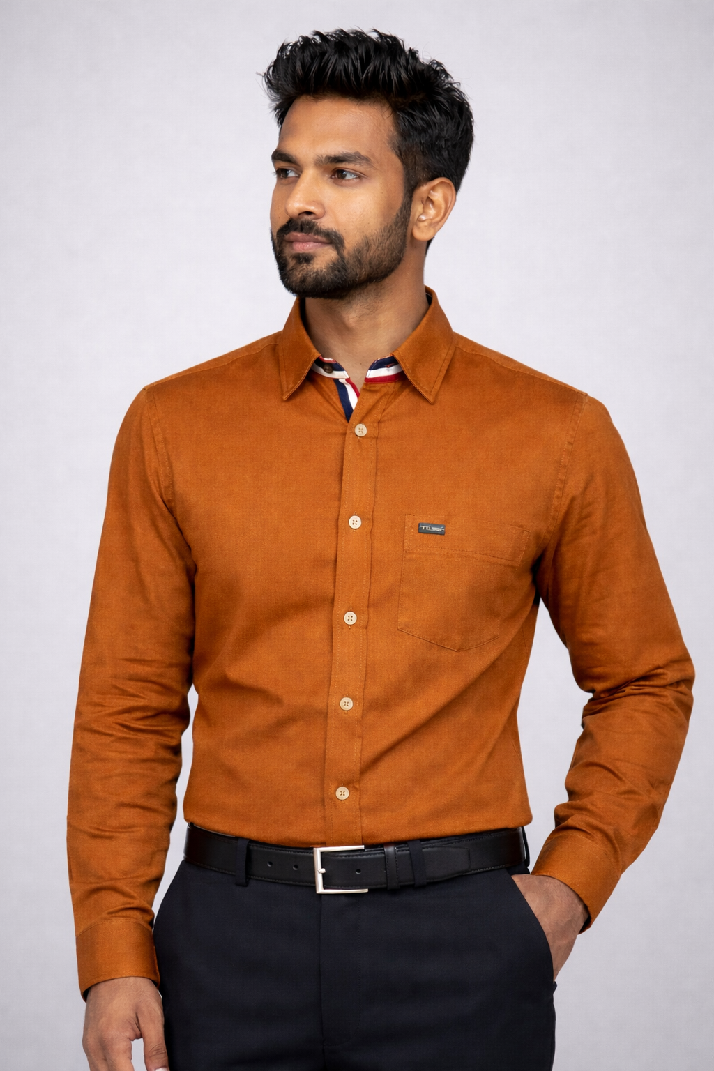 L Size| Men Plain Shirt Full Sleve| Rust