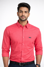 L Size| Men Plain Shirt Full Sleve| Pink
