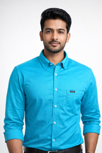 L Size| Men Plain Shirt Full Sleve| Blue