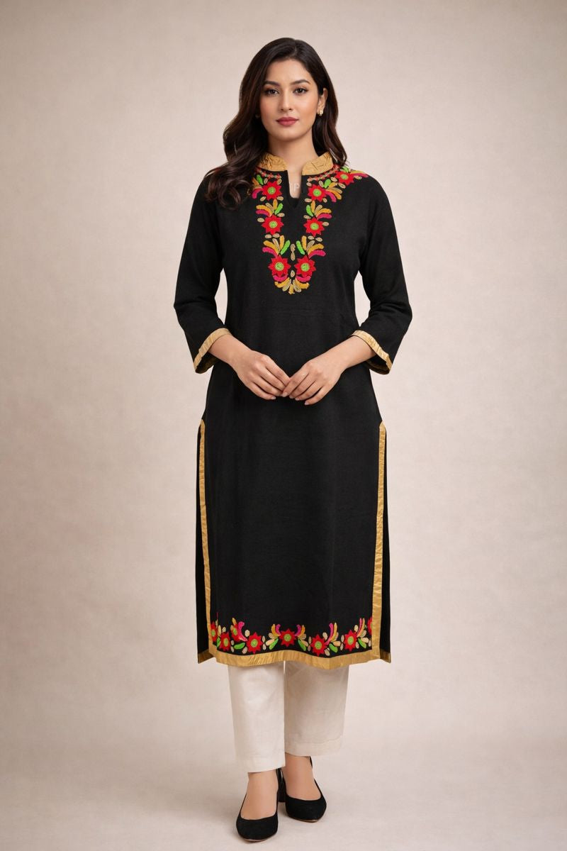XXL | Premium Woolen Kurti| Black