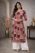 L Size| Basic Cotton Printed Kurti |Red