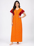 Pure Cotton Half Sleeve Allen Cut Nighty | Yellow