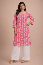 6XL Size| Premium Cotton Printed Kurti | Peach