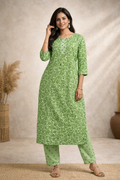 3XL SIZE| Budget Cotton 2 Pieces Print Kurti/Salwar Suit| Green