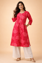 3XL Size| Premium Cotton Printed Kurti | Red