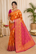 Premium Banarasi Semi Silk Saree| Orange