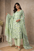 3XL SIZE| Budget Cotton 3 Pieces Printed  Kurti/Salwar Suit| Green