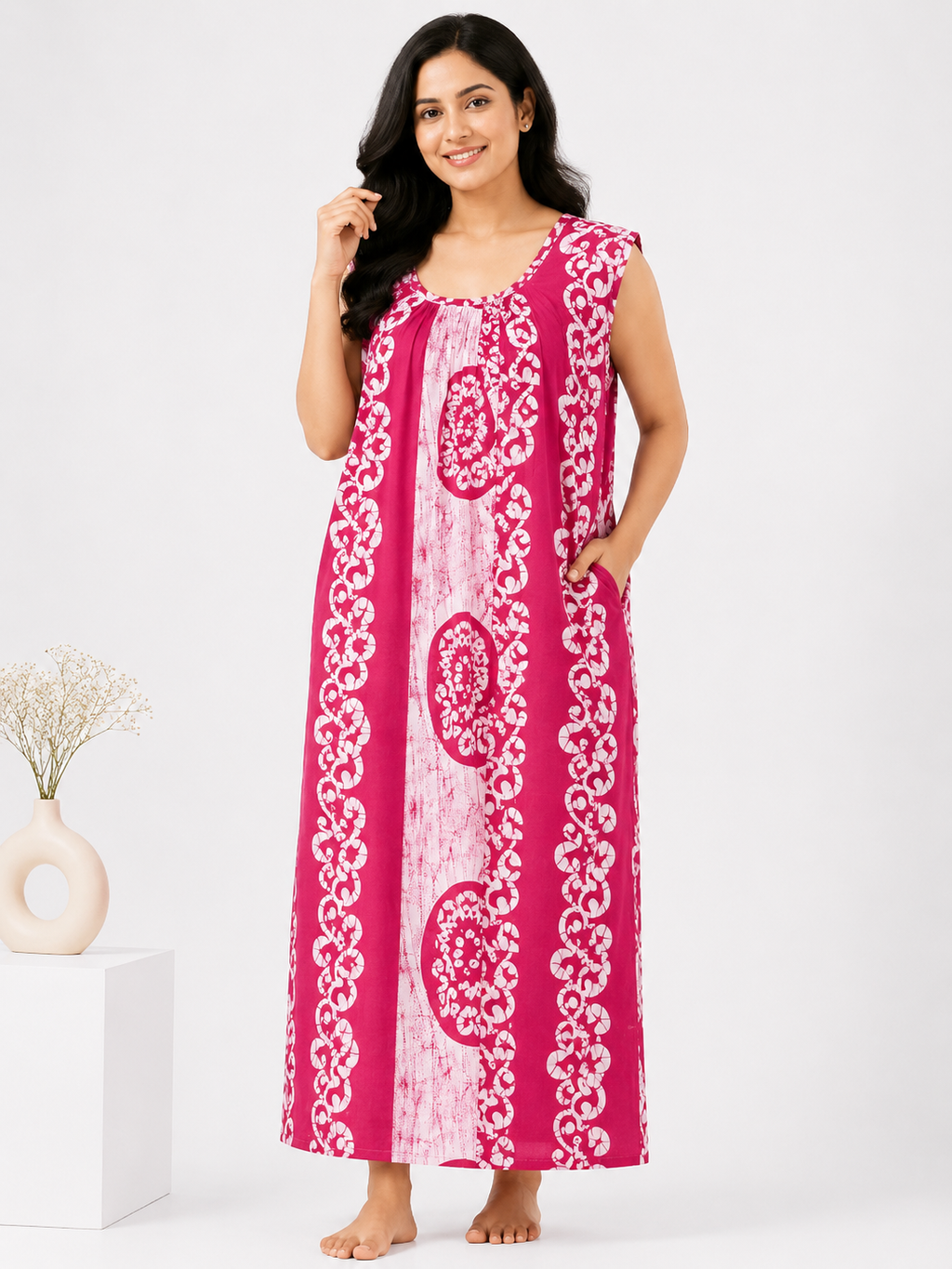 Pure Cotton Sleeveless Nighty | Rani