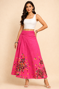 Ladies Cotton Stitched Wrapper Skirt| Pink