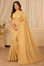 Semi Silk Sequence Saree| Gold