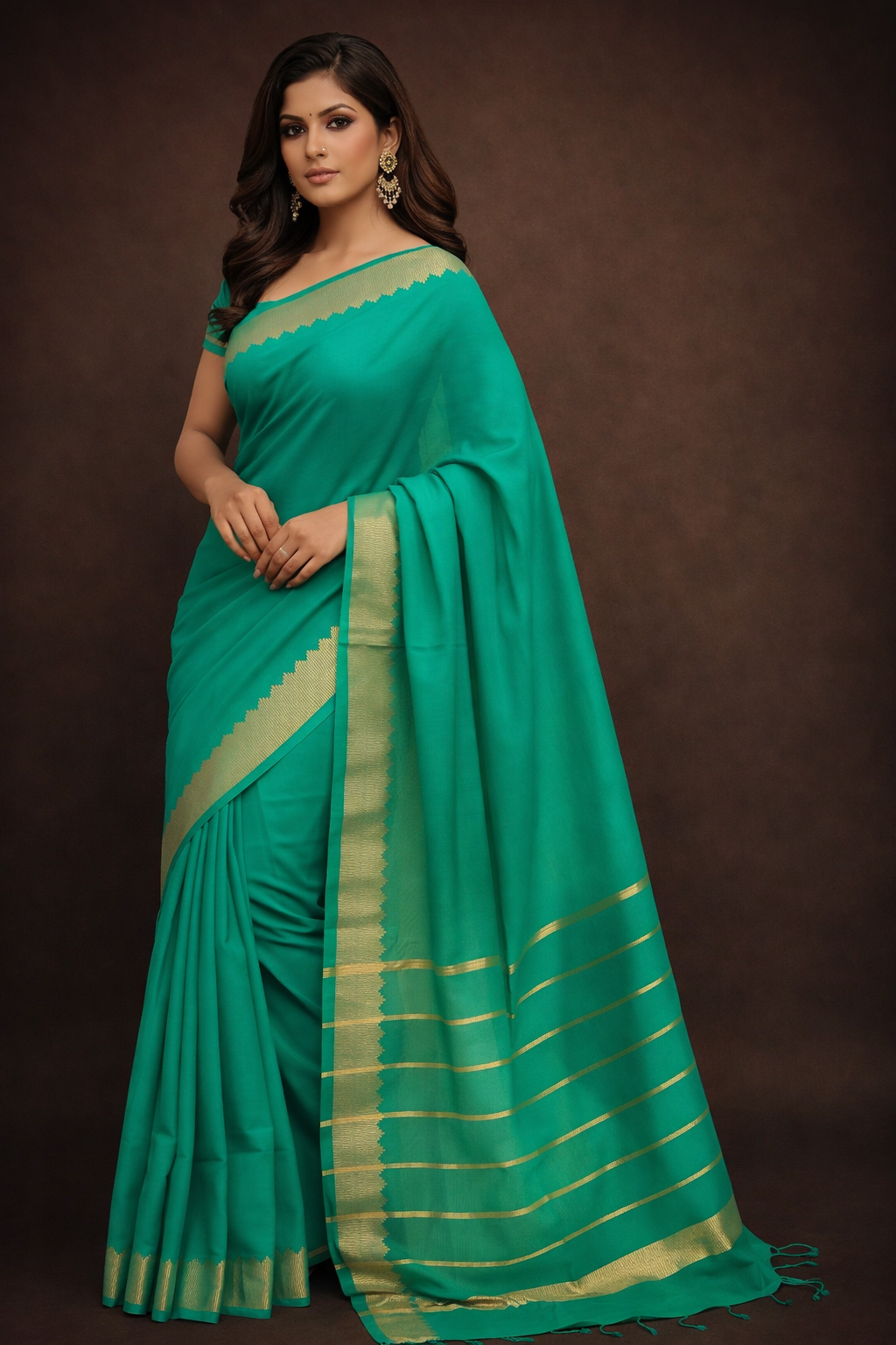 Semi Silk Mangal Giri Saree| Green