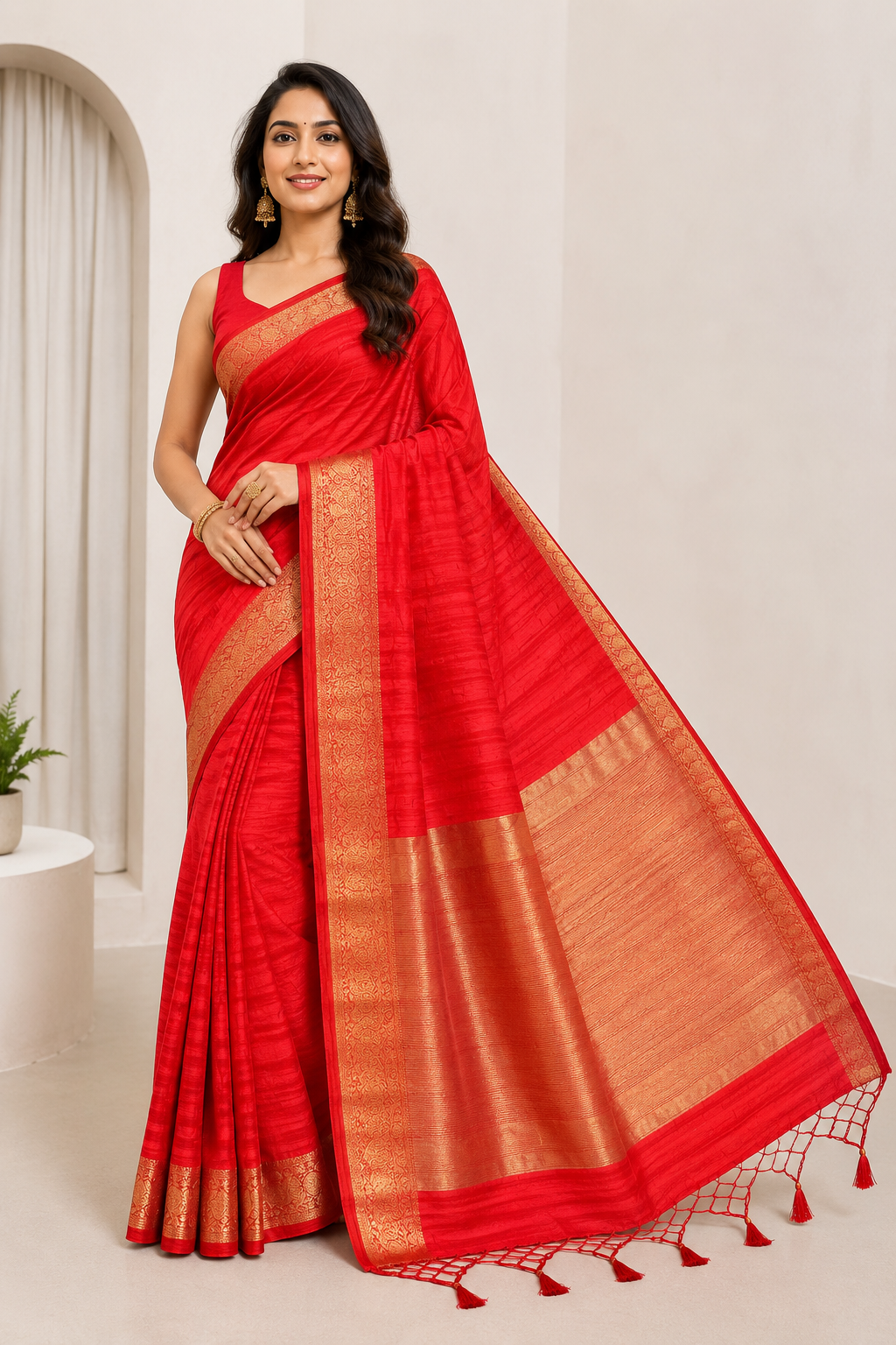 Premium Matka Silk Saree| Red