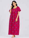 XXL Size | Pure Cotton Half Sleeve Nighty | Red