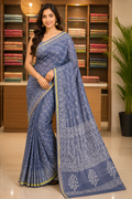 Pure Chanderi Cotton Saree| Grey