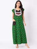 Pure Cotton Sleeveless designer Nighty | Green