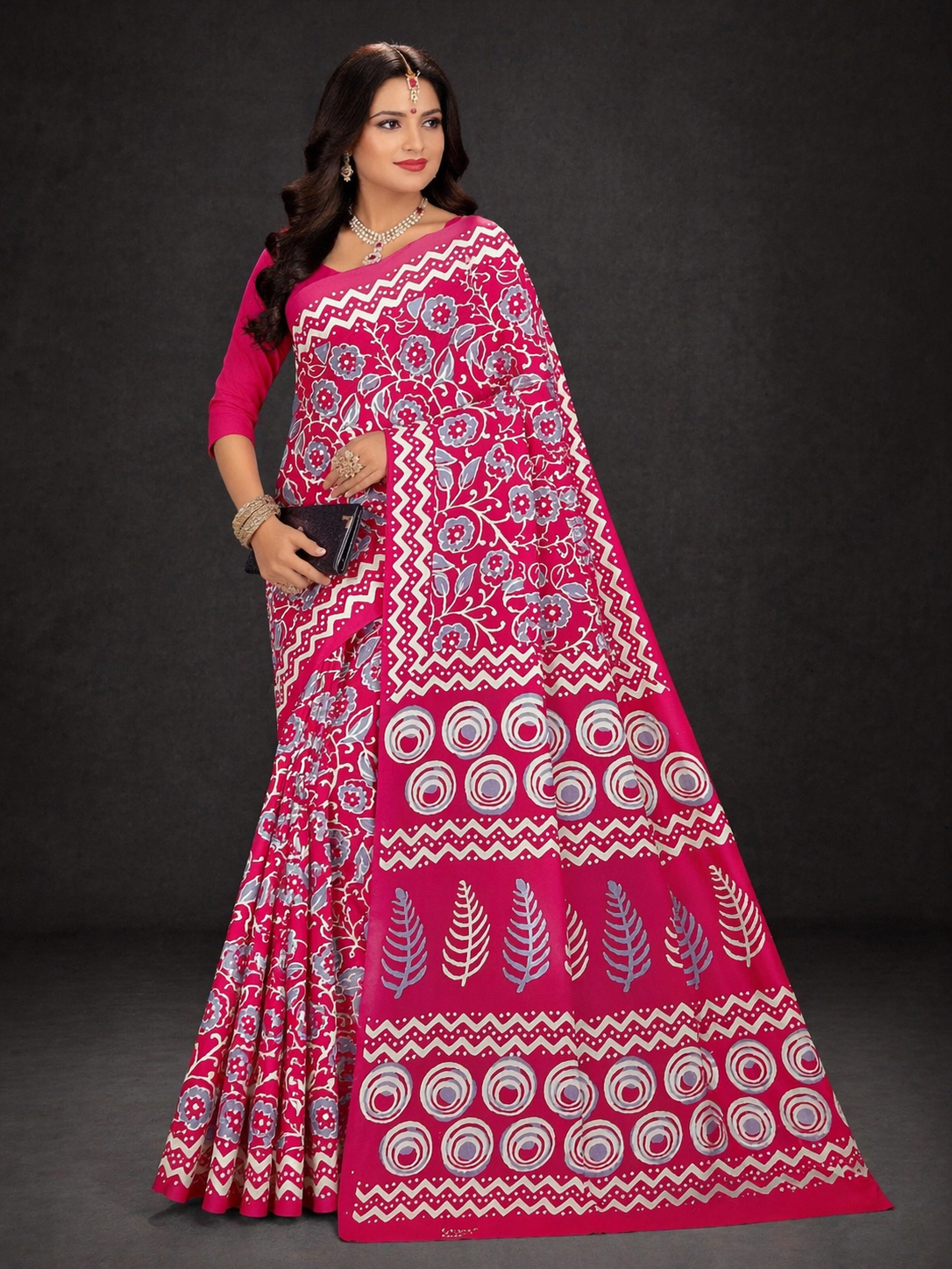 Bagru Cotton Printed Saree| Pink