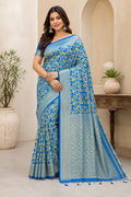 Pashmina Raw Silk Saree| Blue