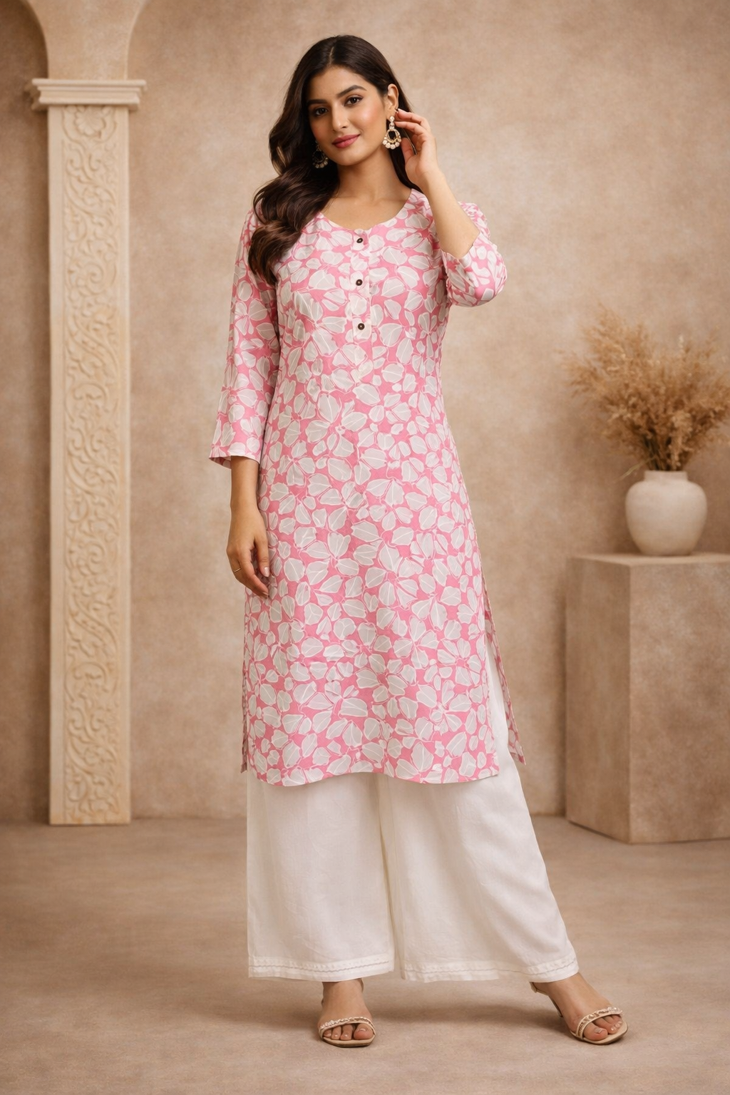 3XL Size| Premium Pure Cotton Printed Kurti| Pink