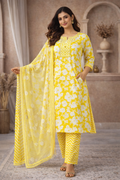 XL SIZE| Budget Cotton 3 Pieces Printed  Kurti/Salwar Suit| Yellow