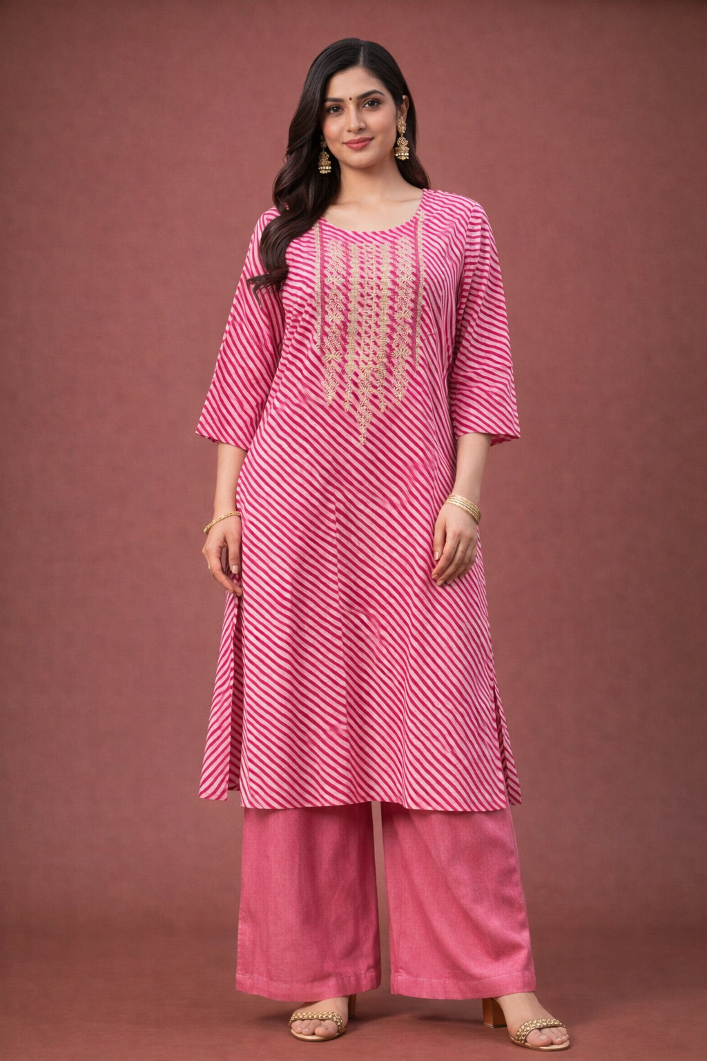 L Size| Premium Cotton Printed Kurti | Pink