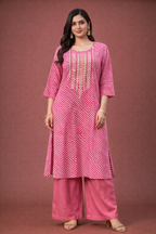 L Size| Premium Cotton Printed Kurti | Pink