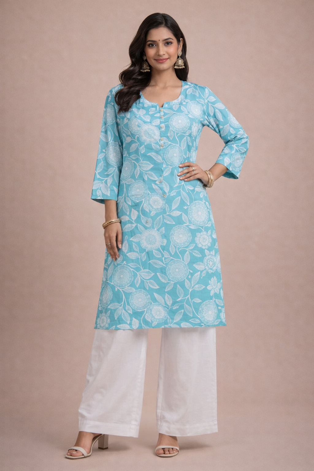 5XL Size| Premium Cotton Printed Kurti | Blue