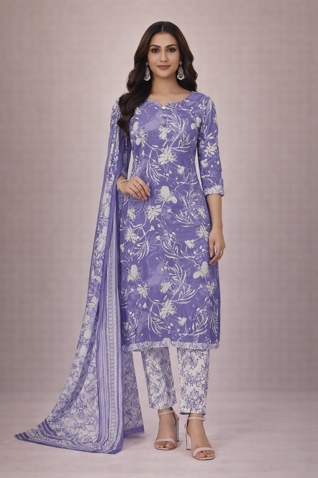 XXL SIZE| Budget Cotton 3 Pieces Printed  Kurti/Salwar Suit| Blue