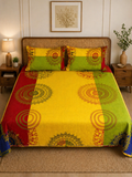 SUPER SATAN| 9x9' Premium Sateen Cotton King Bed sheet | Yellow