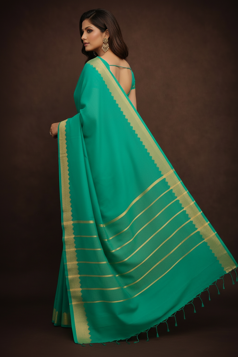 Back-facing angle – pallu & border detail
