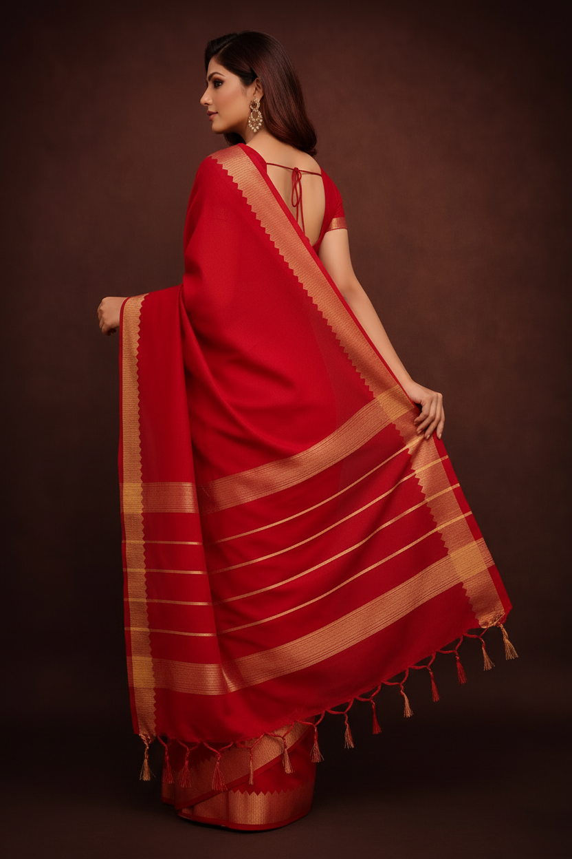 Back-facing angle – pallu & border detail