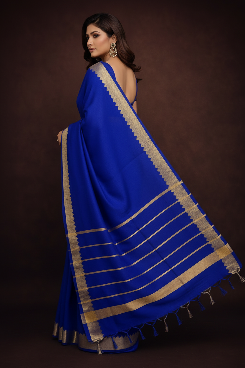 Back-facing angle – pallu & border detail