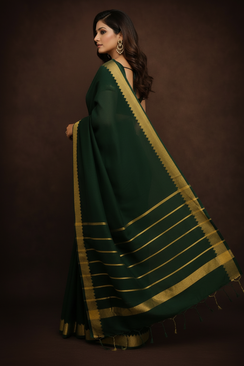 Back-facing angle – pallu & border detail