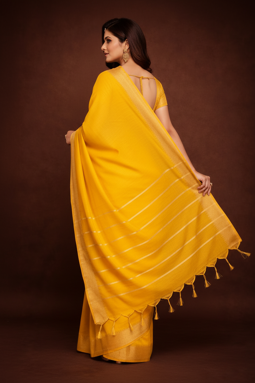 Back-facing angle – pallu & border detail