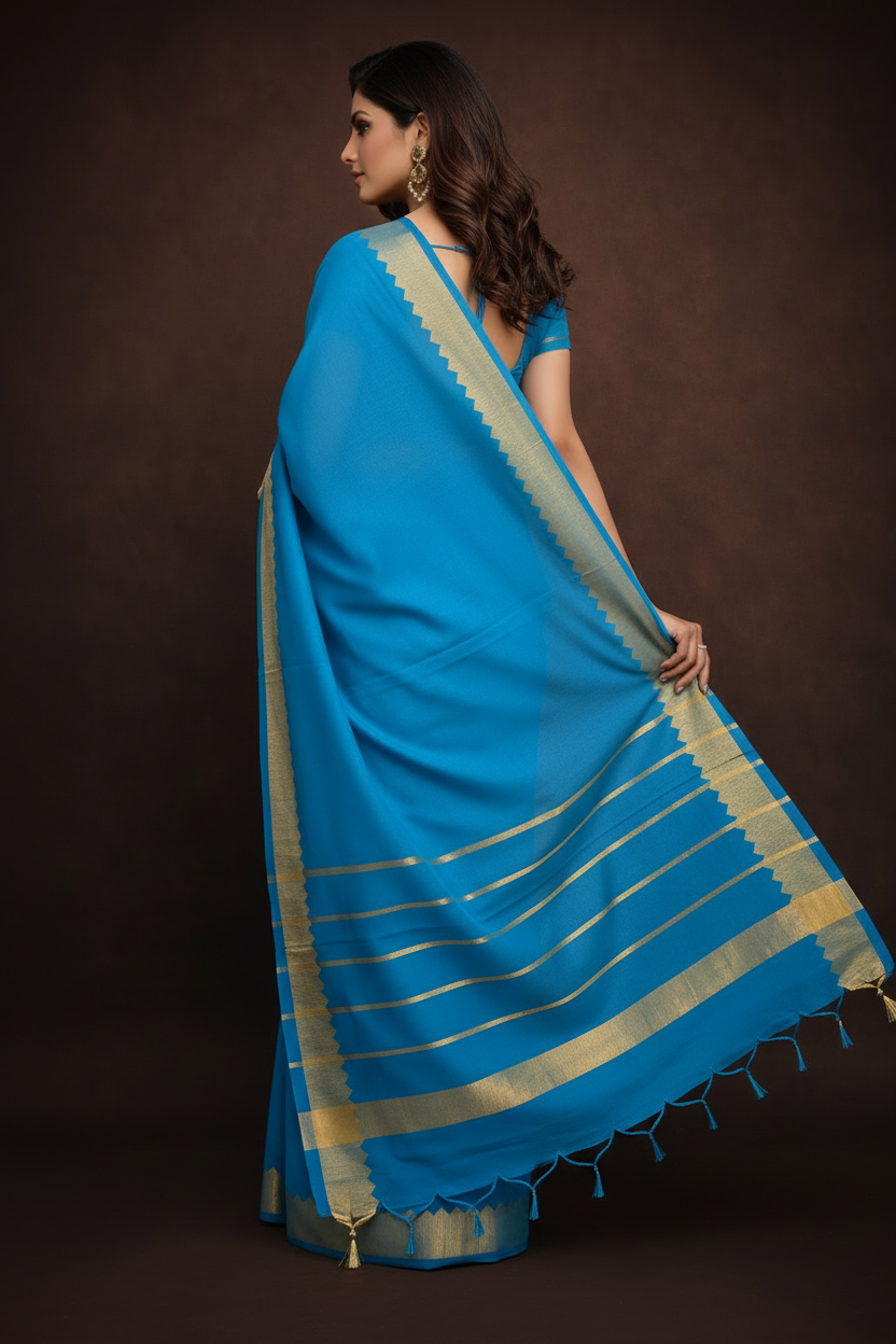 Back-facing angle – pallu & border detail