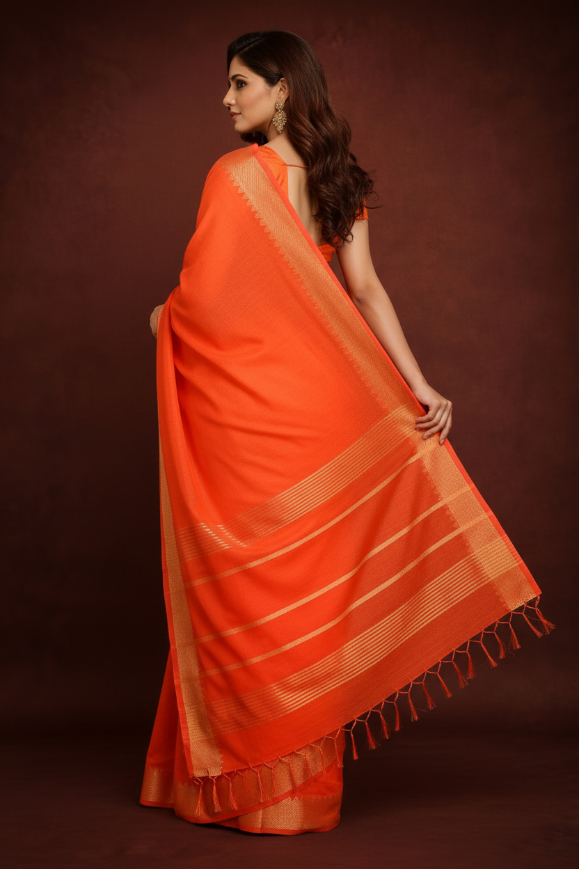 Back-facing angle – pallu & border detail