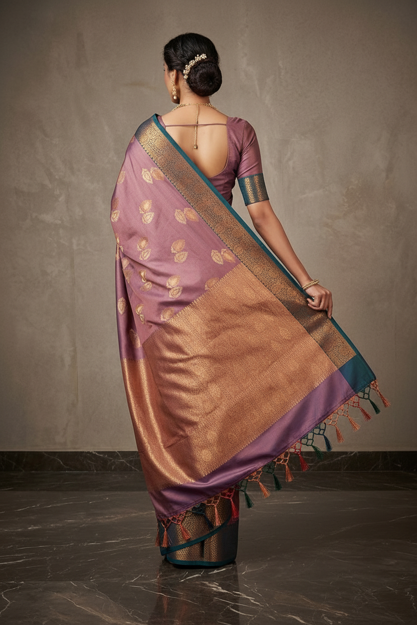 Back pose showing pallu drape