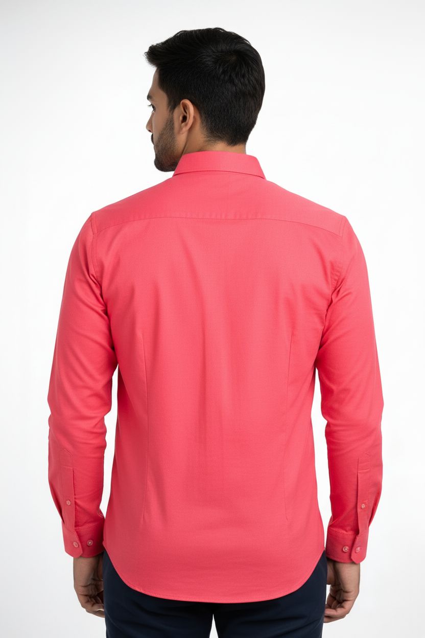 Back view of coral pink shirt