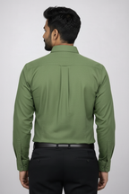 Back view of olive green shirt