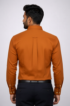 Back view of rust orange shirt