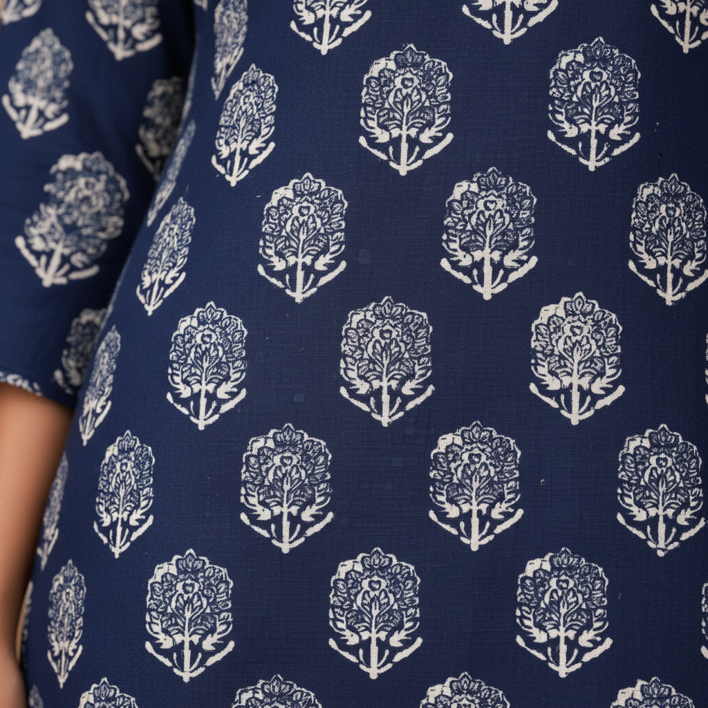 Block print pattern close-up
