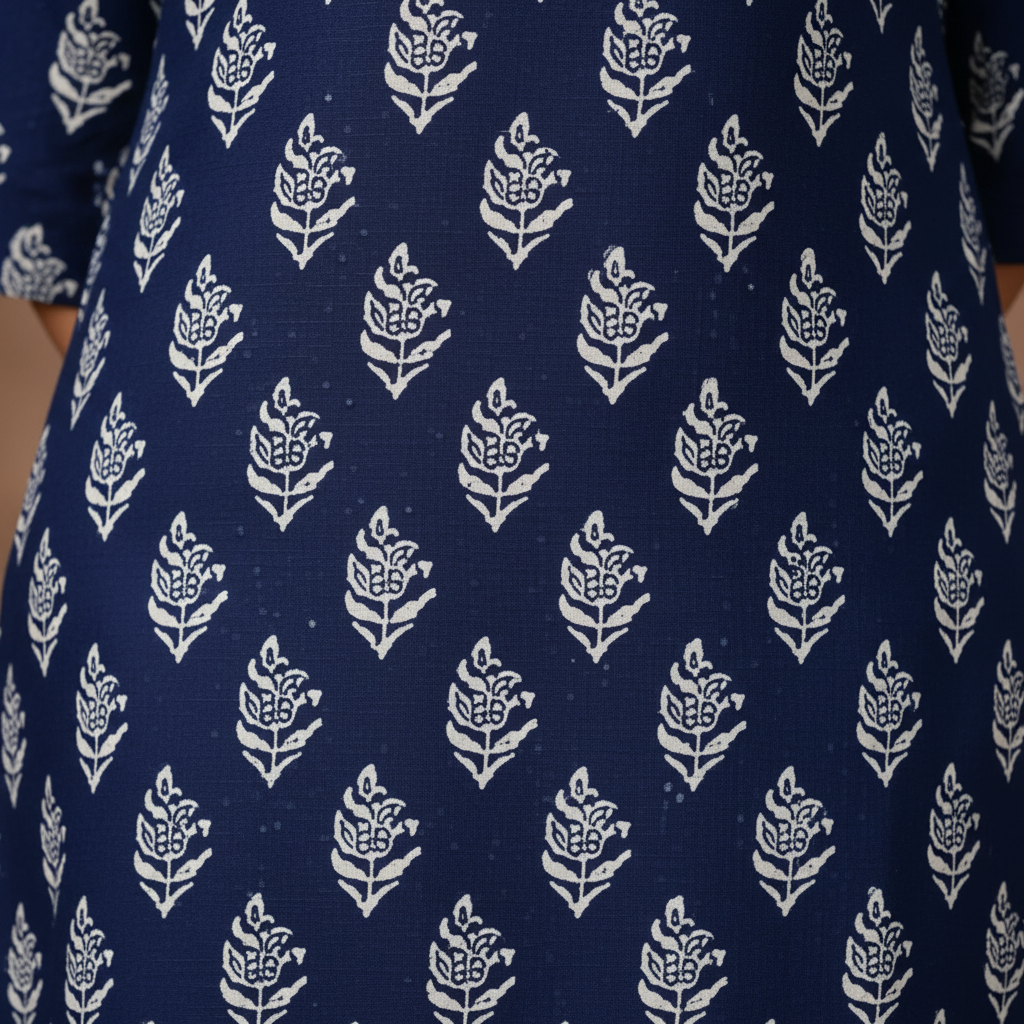Block print pattern close-up