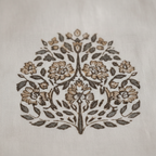Block-printed paisley detail close-up