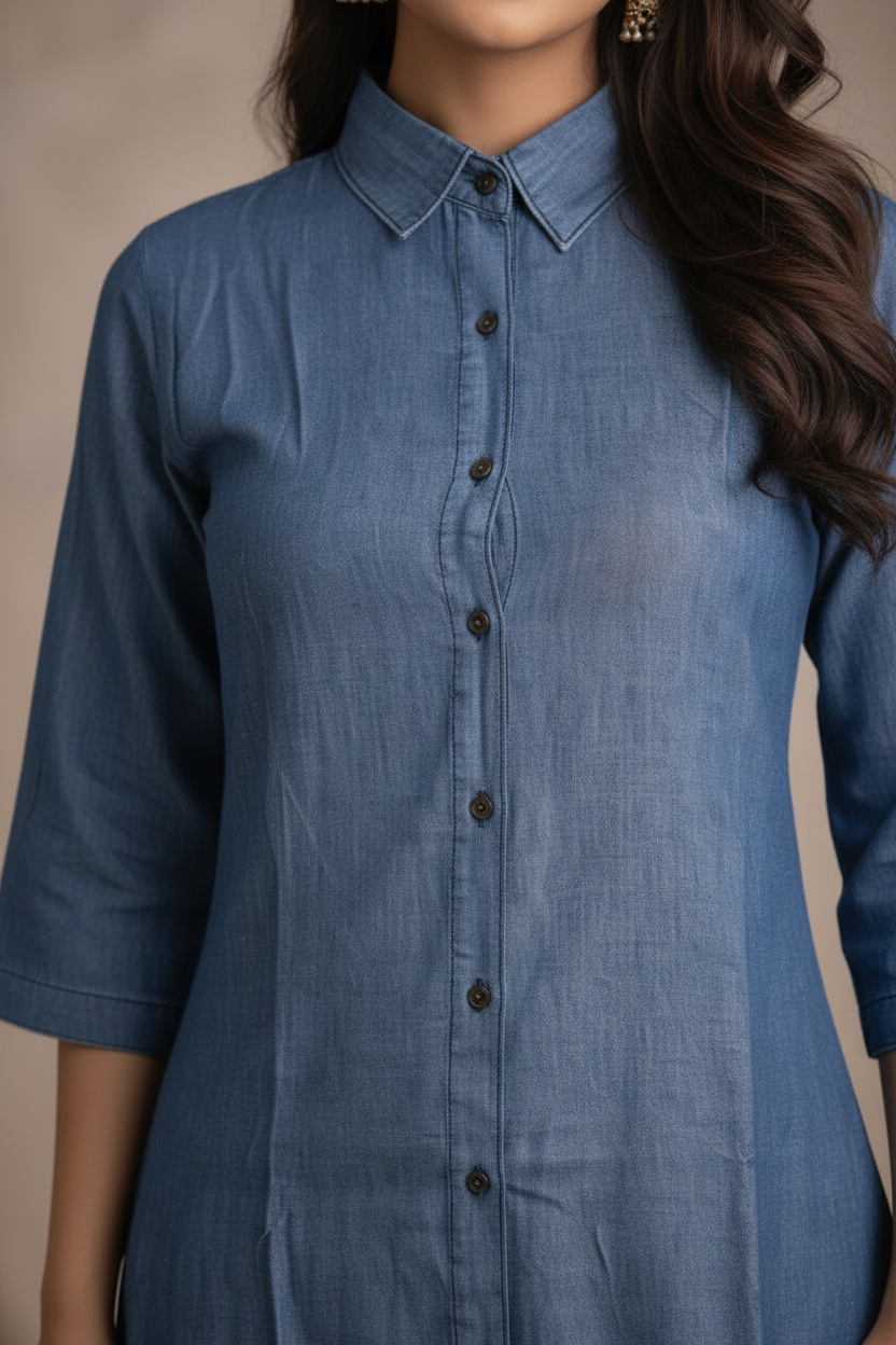 Close-up collar and frayed hem