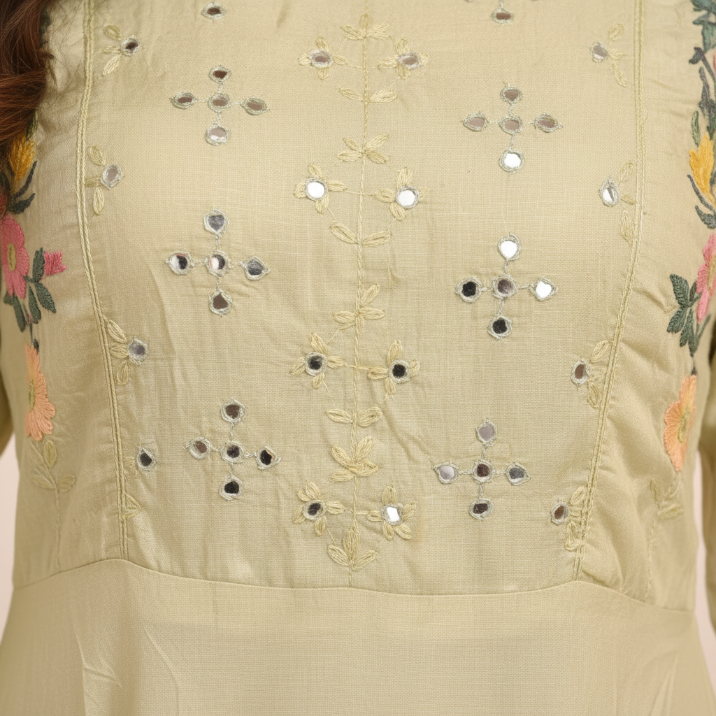 Close-up floral embroidery detail