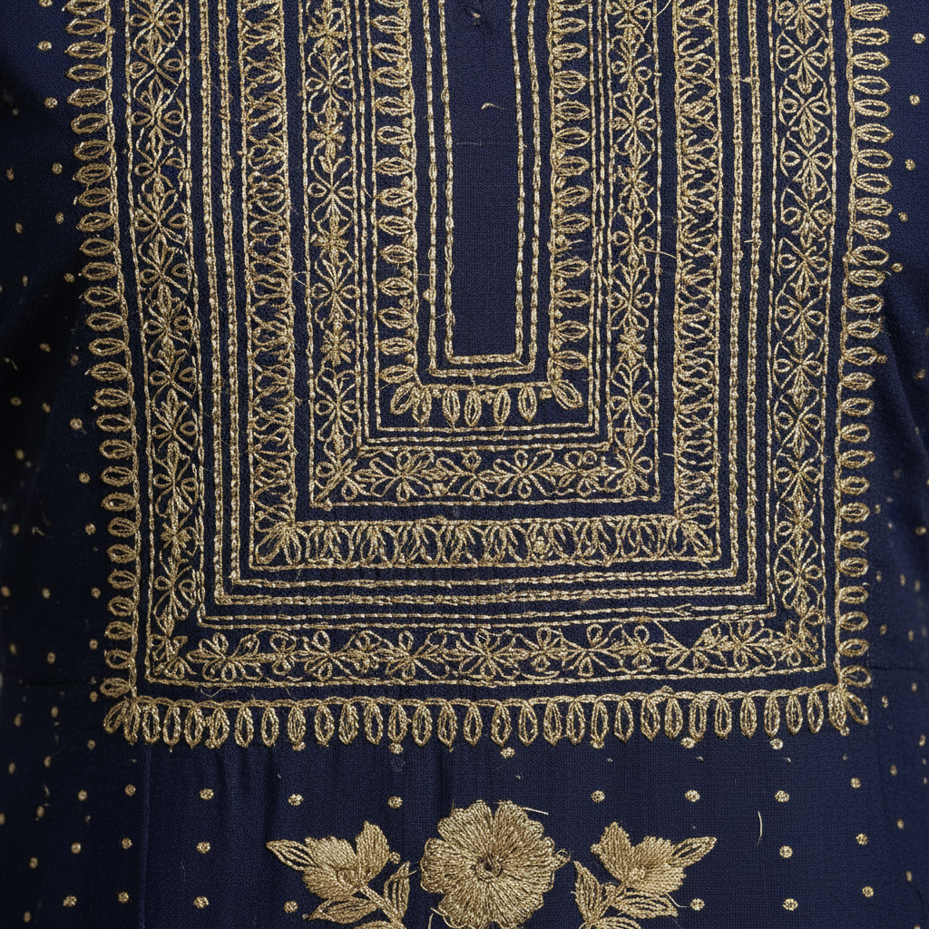 Close-up gold embroidery detail
