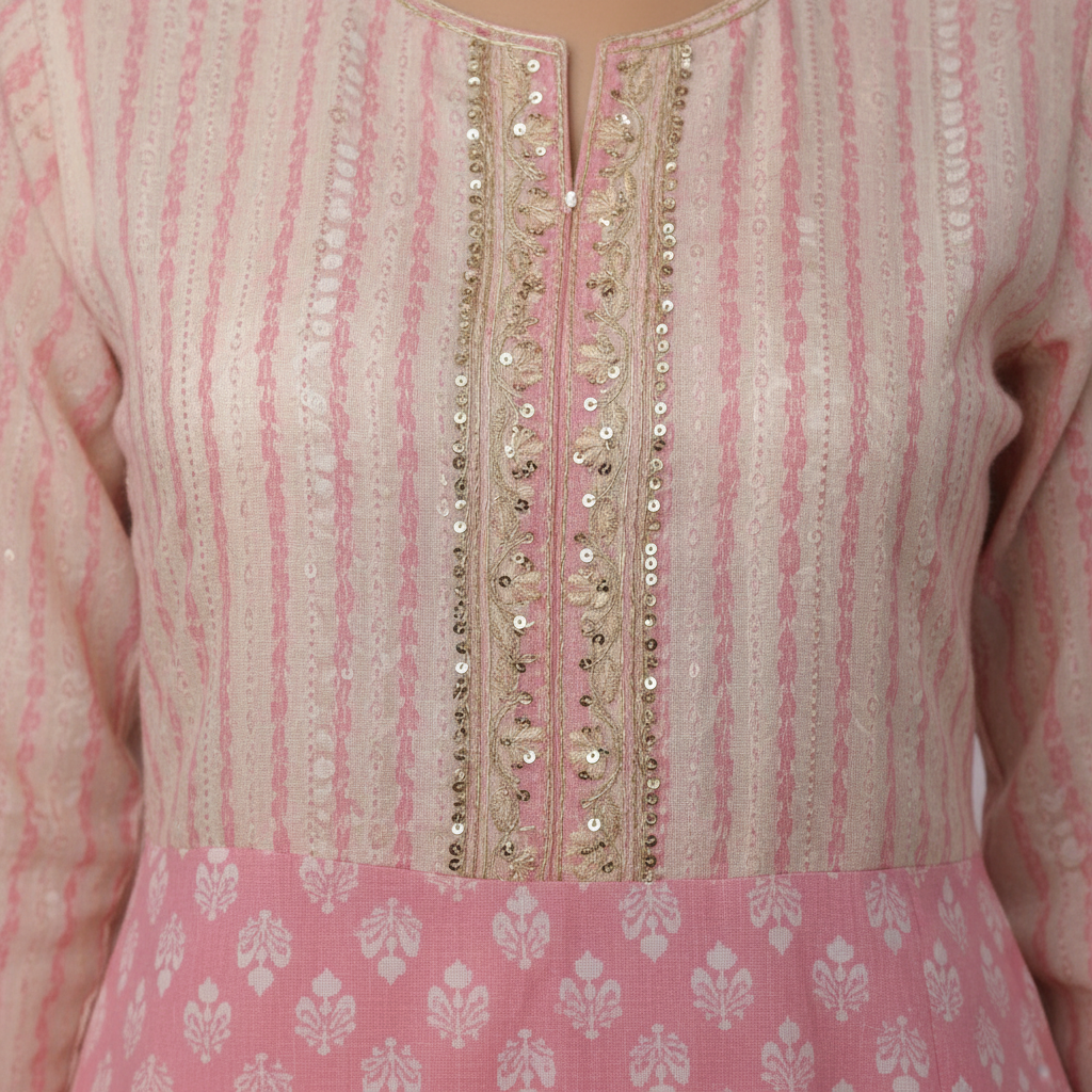 Close-up mixed pattern and embroidery detail